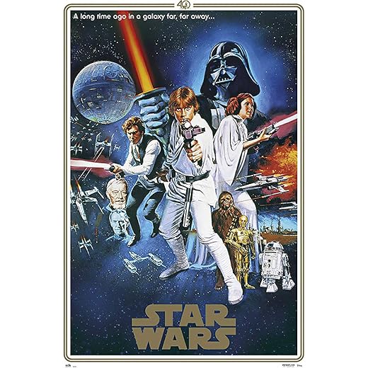 POSTER STOP ONLINE Star Wars Episode IV - A New Hope - Movie Poster/Print (40th Anniversary Gold Border Edition - Regular Style C) (Size 24" x 36")