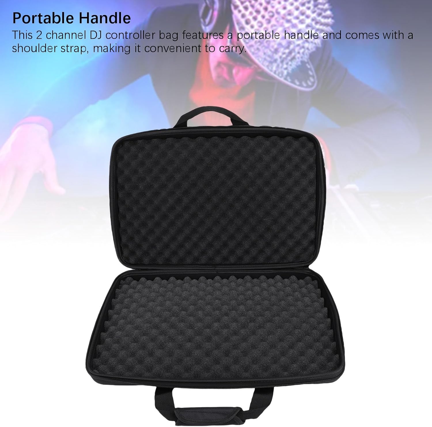 RiToEasysports DJ Controller Case, Portable Handle with Shoulder Strap EVA Bag for Professional DJs Home Studio Outdoor Performances