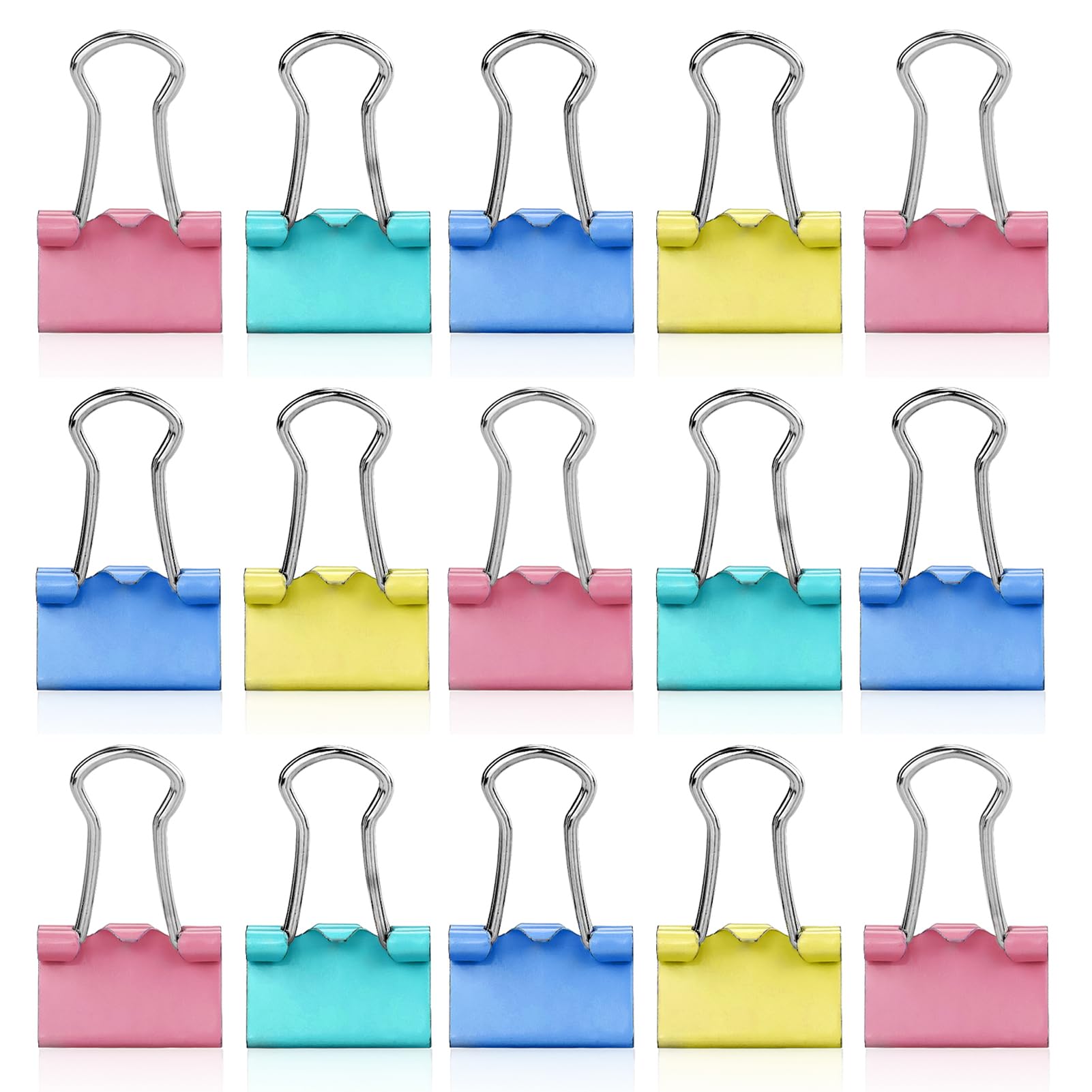 Longdenekhaliq Blue, Yellow, Pink, Green 100 Pcs Colored Binder Clips - 15Mm Mini Metal Bulldog Clips, Foldback Clips For Paper, Files, Money, And Stationery, Coloured Stationery File Money Paper Clamps (4 Colors)