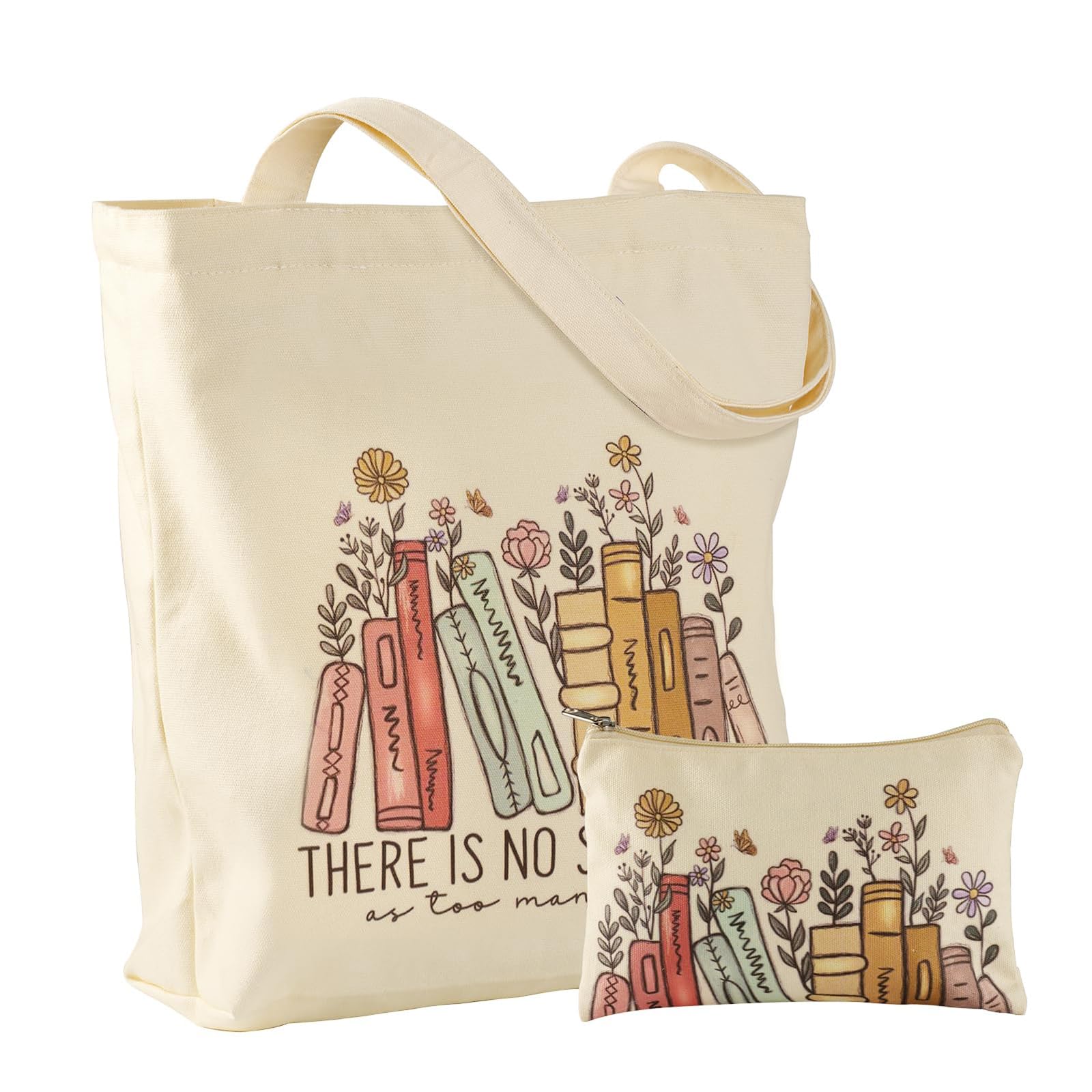 BROADREAM Canvas-Tragetasche für Mädchen, große Umhängetasche mit Reißverschluss und Kosmetiktasche