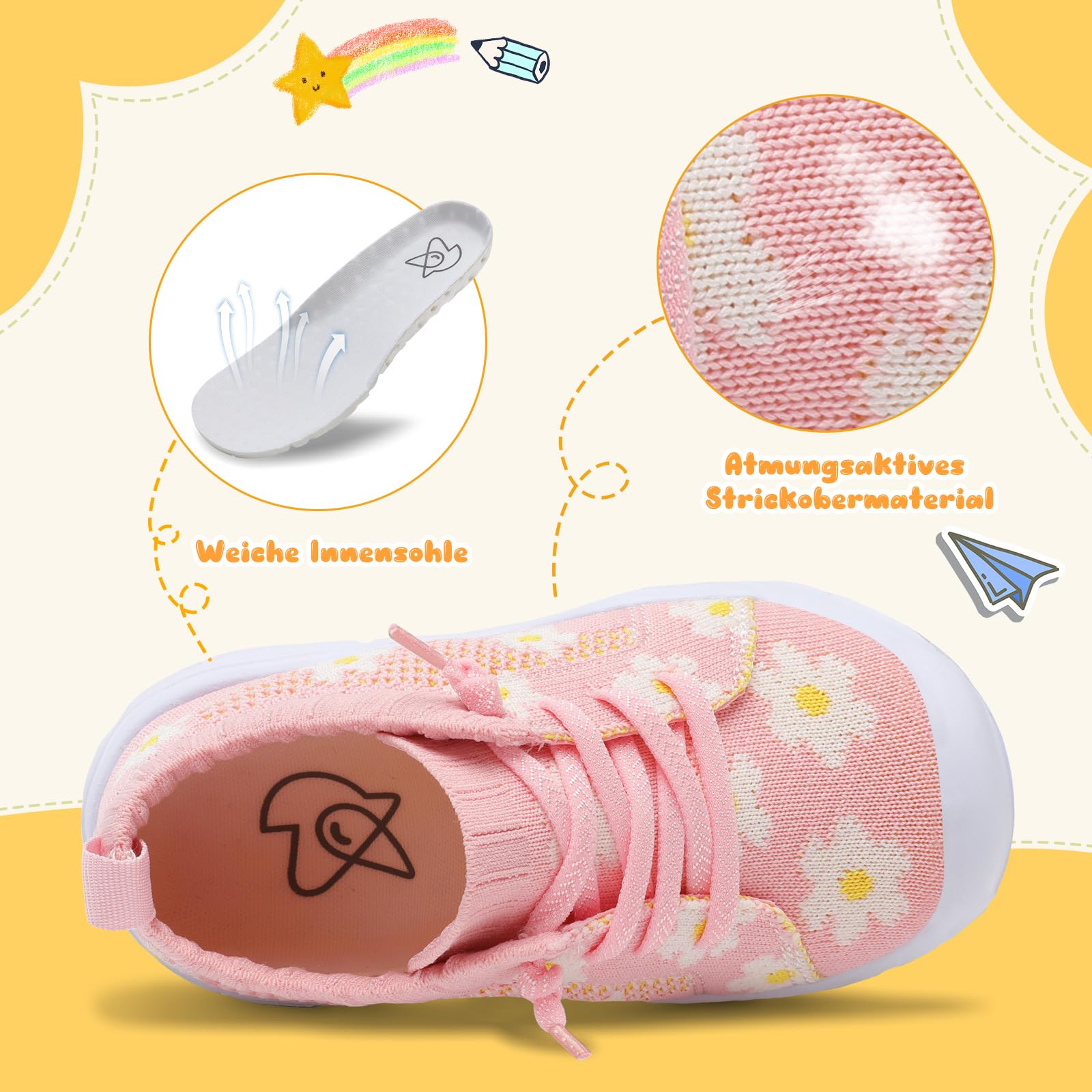 Scurtain Barfußschuhe Kinder Jungen Mädchen Kleinkind Walking Schuhe Leicht Minimalistische Sneaker Atmungsaktiv Freizeitschuhe mit Breite Zehenbox