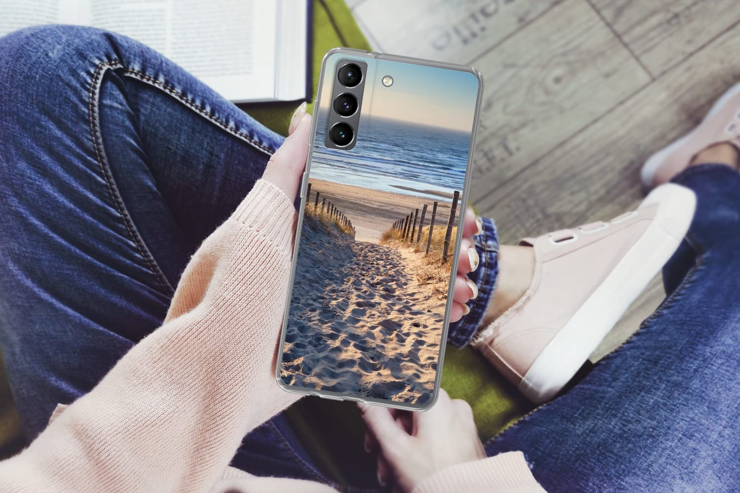 MuchoWow Funda para Samsung Galaxy S21 - Playa - Mar - Países Bajos - Dunas - Sol - Funda de Silicona/Funda Blanda para teléfono móvil