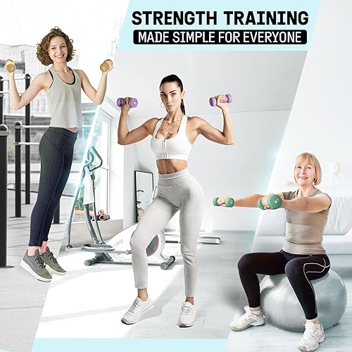 Miniatura 4 de Yes4All Neoprene Coated Dumbbell Hand Weight Sets - Multiple Weight Options with Rack, Anti-roll, Anti-Slip, Hexagon Shape