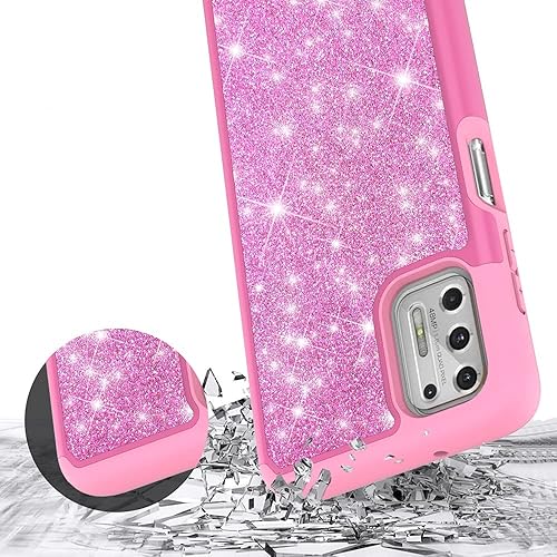 Miniatura 3 de Funda diseñada para Motorola Moto G Stylus 2021 con purpurina con vidrio templado, absorción de golpes, antiarañazos, resistente y duradera,