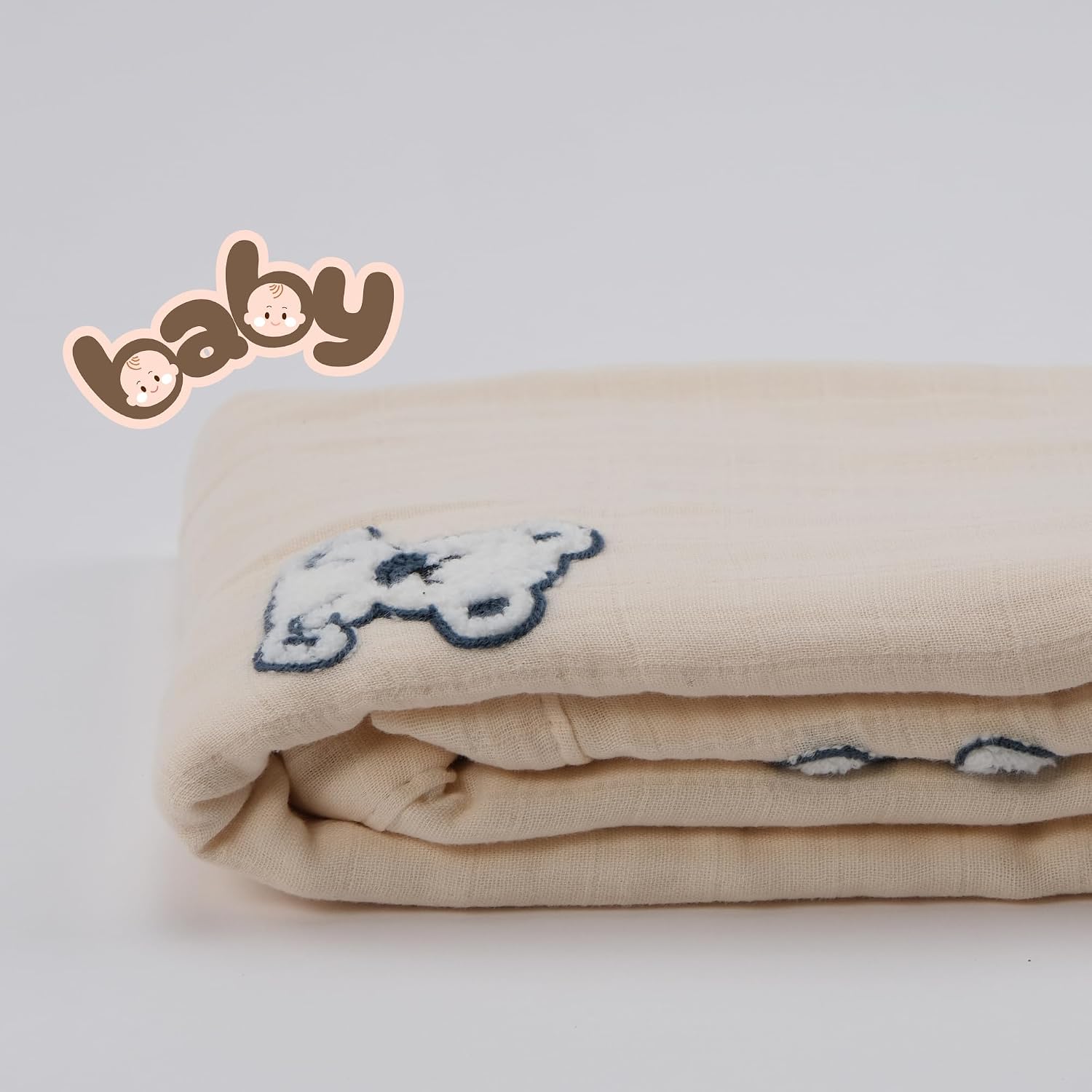 Premium Muslin Punch Embroidery Swaddle Blankets for Newborns and Babies | 6-Layer%100 Cotton Baby Blanket, Receiving Blanket | Baby Essentials for Nursery, Stroller