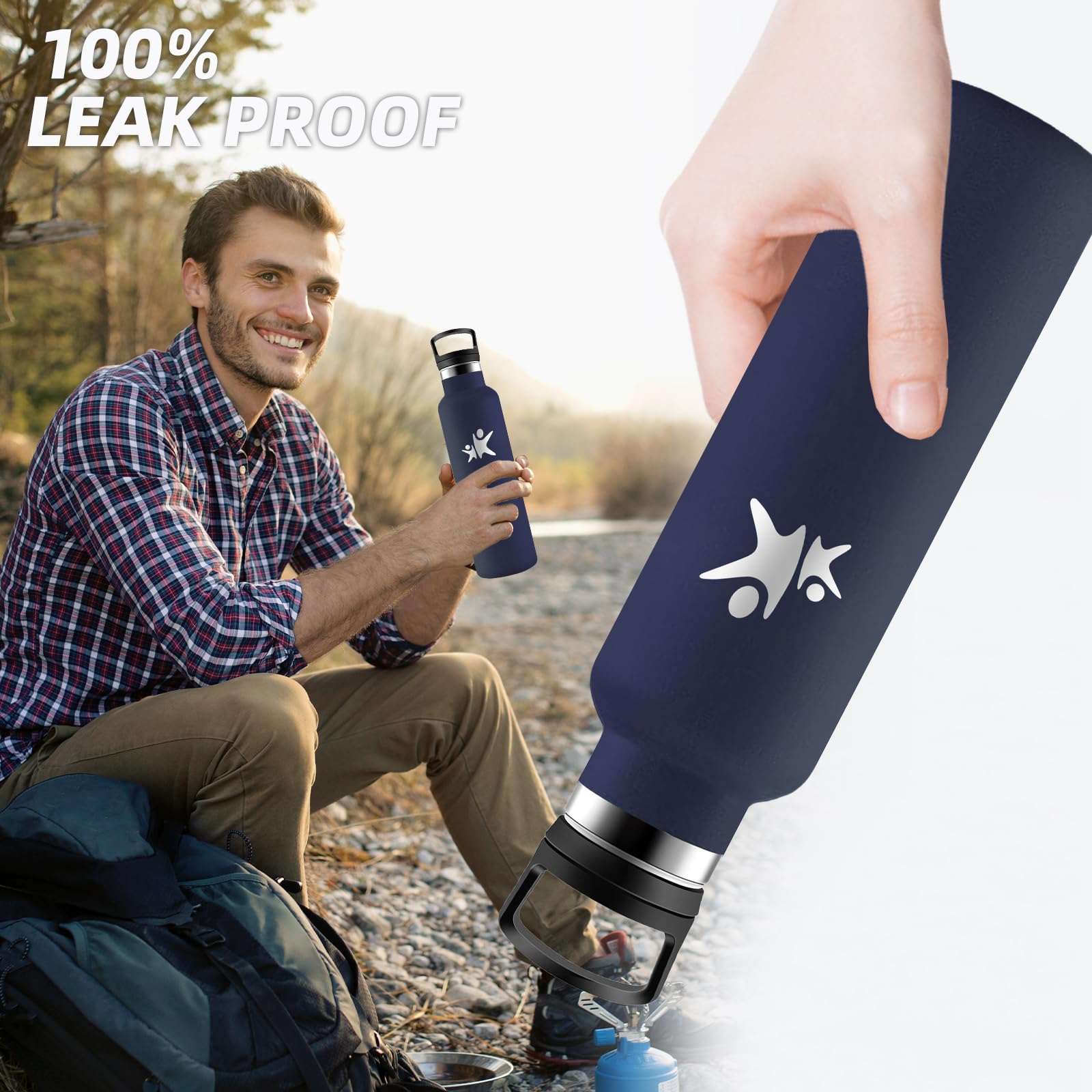 Grsta Borraccia Termica, Borraccia 750 ml, Borracia con Cannuccia, Senza Perdite, Bottiglia Termica Senza BPA, Acciaio Inossidabile 18/8, Borracce Termiche per Campeggio, Uffici, Viaggio, Palestra