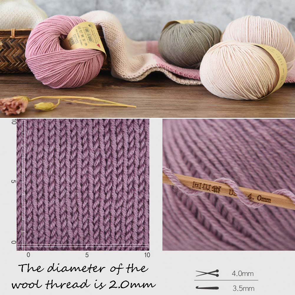 Bolas de Lana 200G Merino para Crochet y Tejido, teñido de Plantas, Medio Grueso de Lana Hilo,03