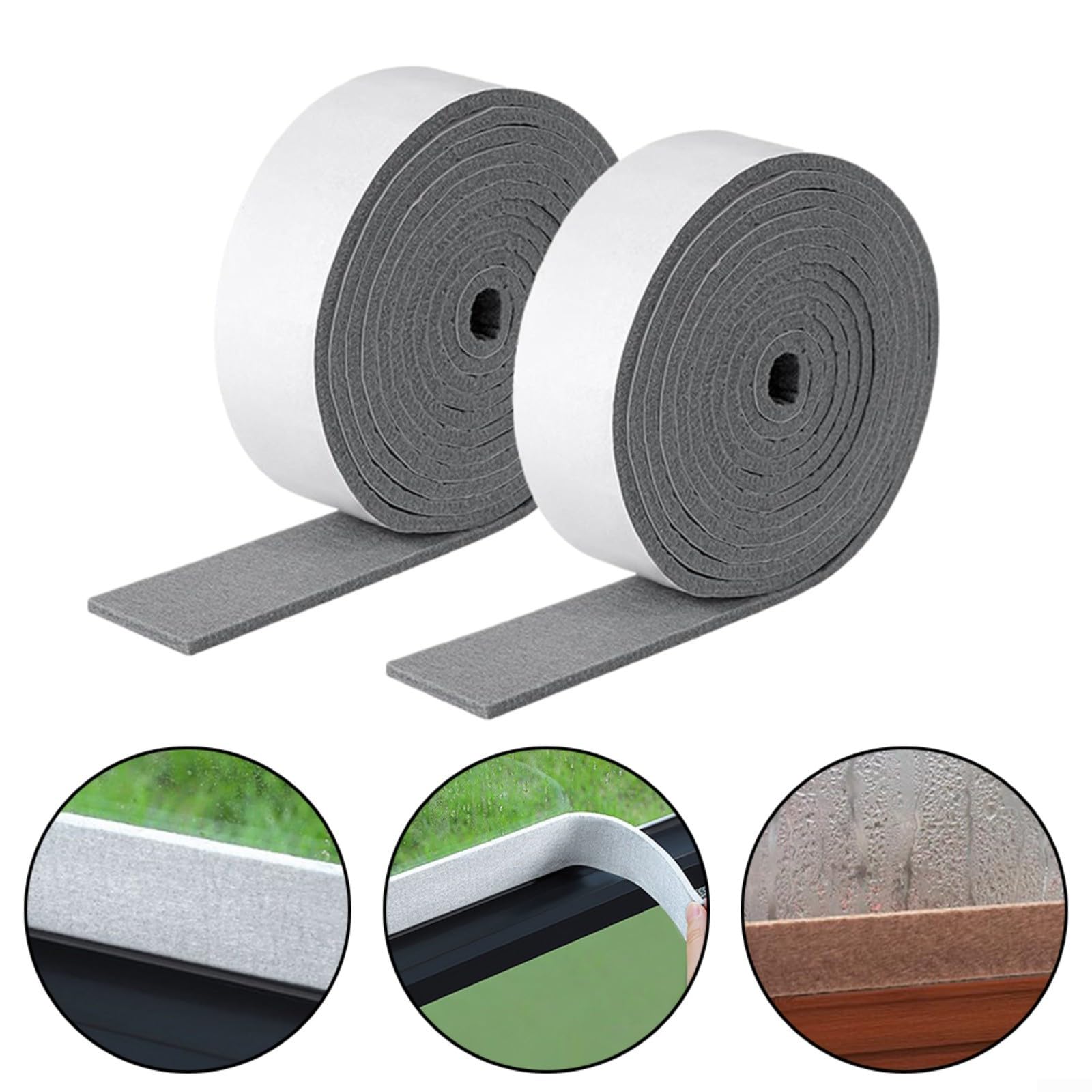 2 rotoli di nastro antigoccia per condensa da 2 m x 40 mm, in schiuma, per finestre e porte, striscia assorbente per condensa