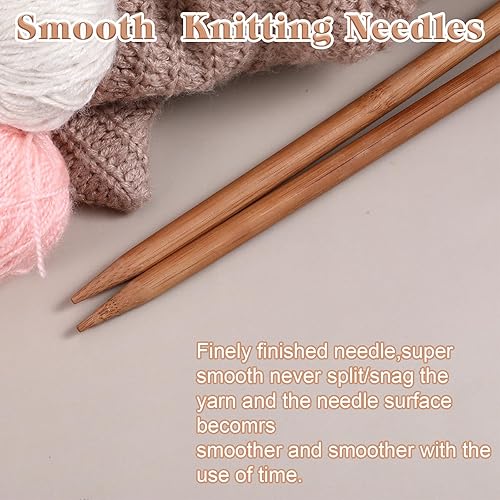 Miniatura 3 de 2 agujas de tejer de bambú, agujas de madera de un solo punto de 0.394 in de grosor, agujas de punto grueso de un solo punto para proyectos de hilo