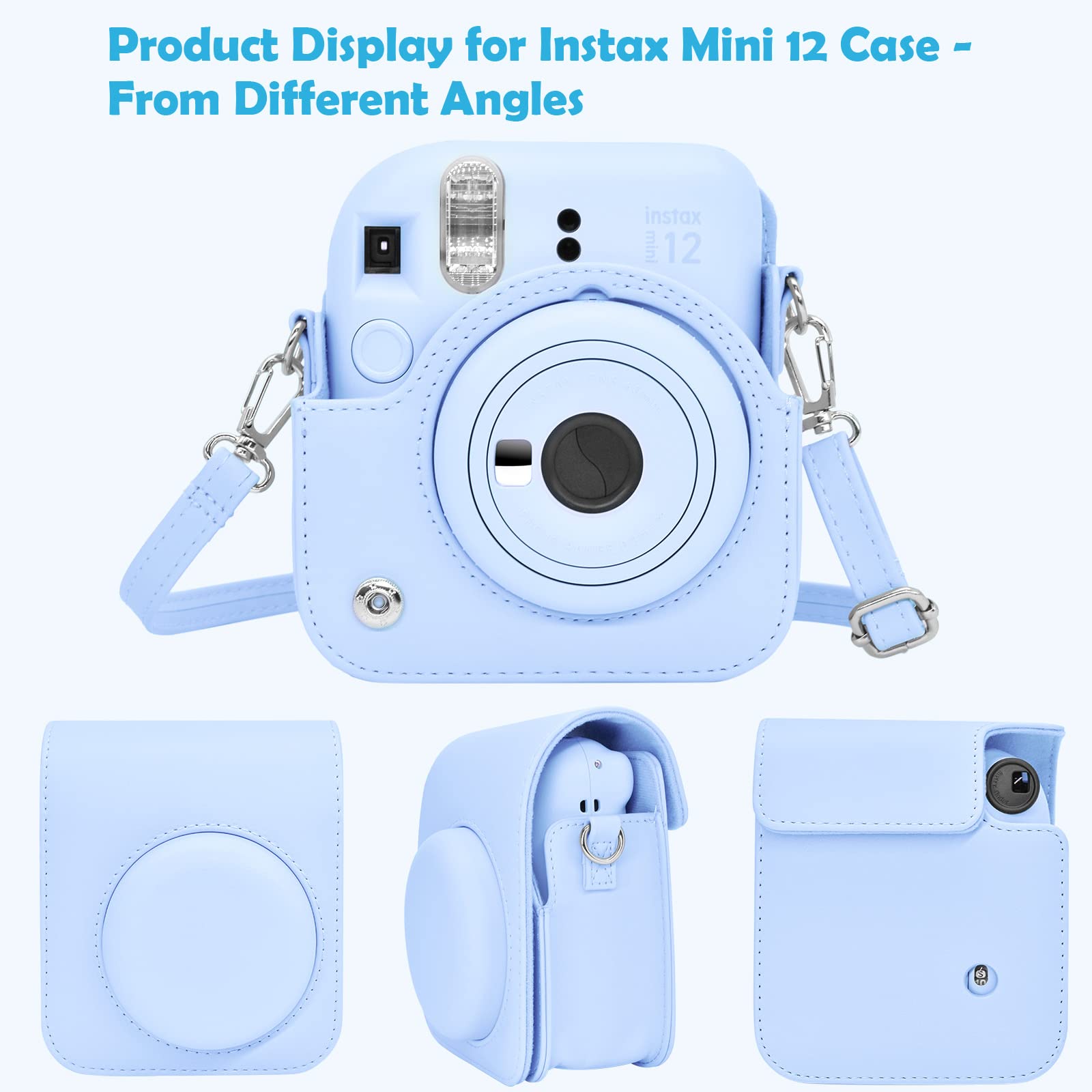 MUZIRI KINOKOO Instax Mini 12 Case - PU Leather Protective Bag With Strap
