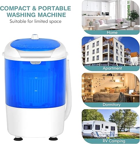 Miniatura 7 de Mini lavadora portátil, capacidad de 5.6 libras, lavadora portátil y giratoria Combo con cesta de ciclo giratorio y manguera de drenaje, lavadora de
