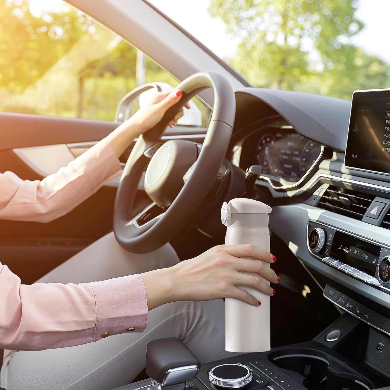 17 oz / 500 ml Insulated Water Bottle, Stainless Steel Thermo Coffee Travel Mug, Thermal Cup with Snap Flip Lid, BPA Free for Hot and Cold Drinking, White - Image 7