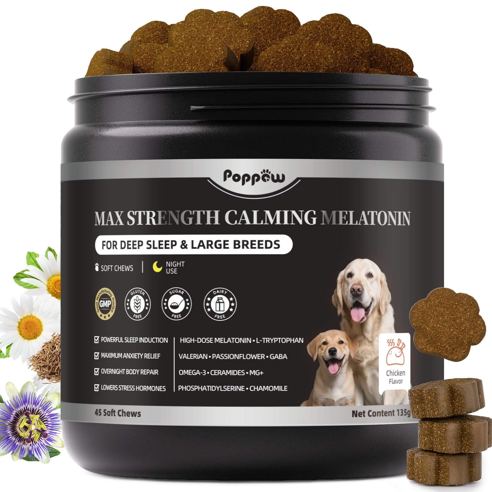 Melatonin for Dogs - Dog Calming Chews for Sleep &amp; Emotional Support