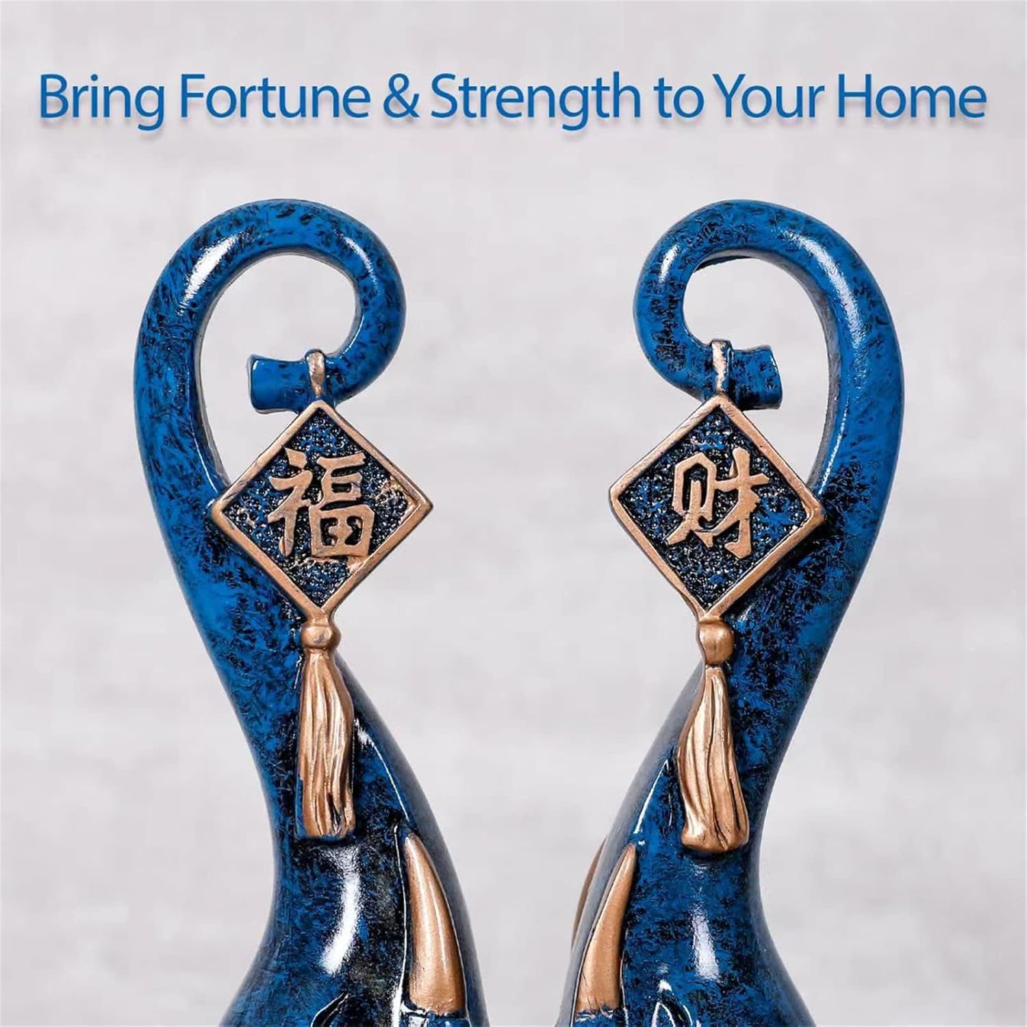 2Pcs Good Luck Elephant Statue Decorations, Elephant Decor for Shelf Coffee Table Home Decor Accents, Elephant Figurines Ornament Home Decorations for Living Room (Blue S)