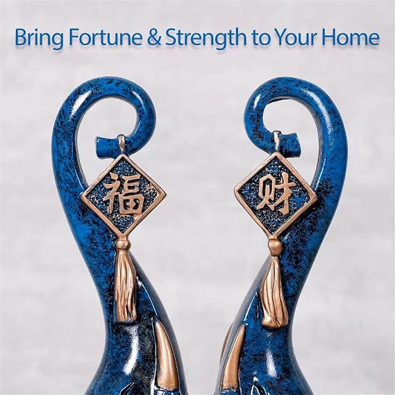 2Pcs Good Luck Elephant Statue Decorations, Elephant Decor for Shelf Coffee Table Home Decor Accents, Elephant Figurines Ornament Home Decorations for Living Room (Small, Blue)