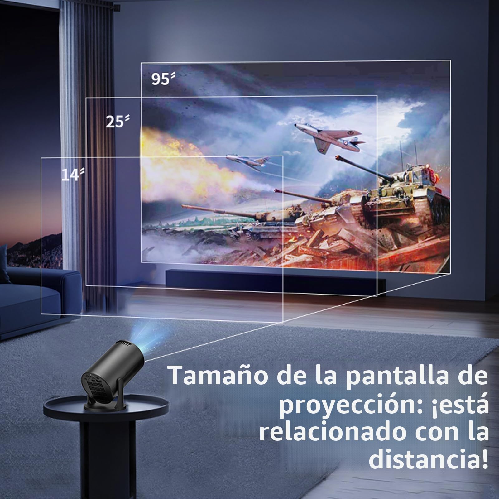 XUMIUZIY Mini Proyector Portátil Full HD 1080P Negro con Fidelidad Sin Cables y Bluetooth, Giratorio de 270°, Proyector de Cine en Casa Pequeño con Pantalla de 150''