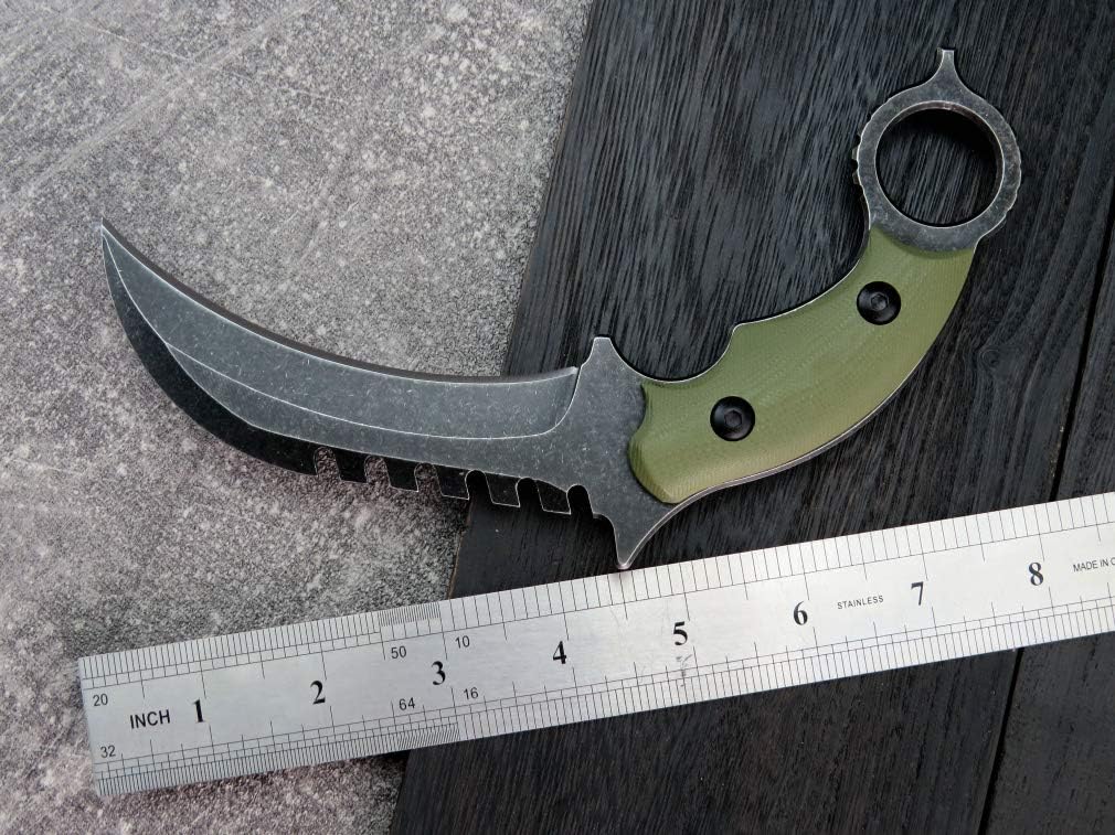 C1696 Fixed Blade Knife, D2 Steel G10 Handle 4.3 Inches, Outdoor Survival Camping EDC Tools with Kydex Sheaths (Army green)