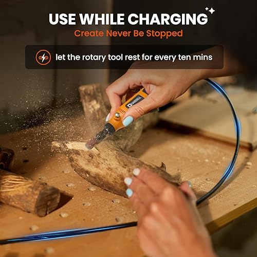 Miniatura 8 de HARDELL Mini herramienta giratoria inalámbrica de 3.7 V, kit de herramientas rotativas de 5 velocidades con 43 accesorios, herramienta giratoria de