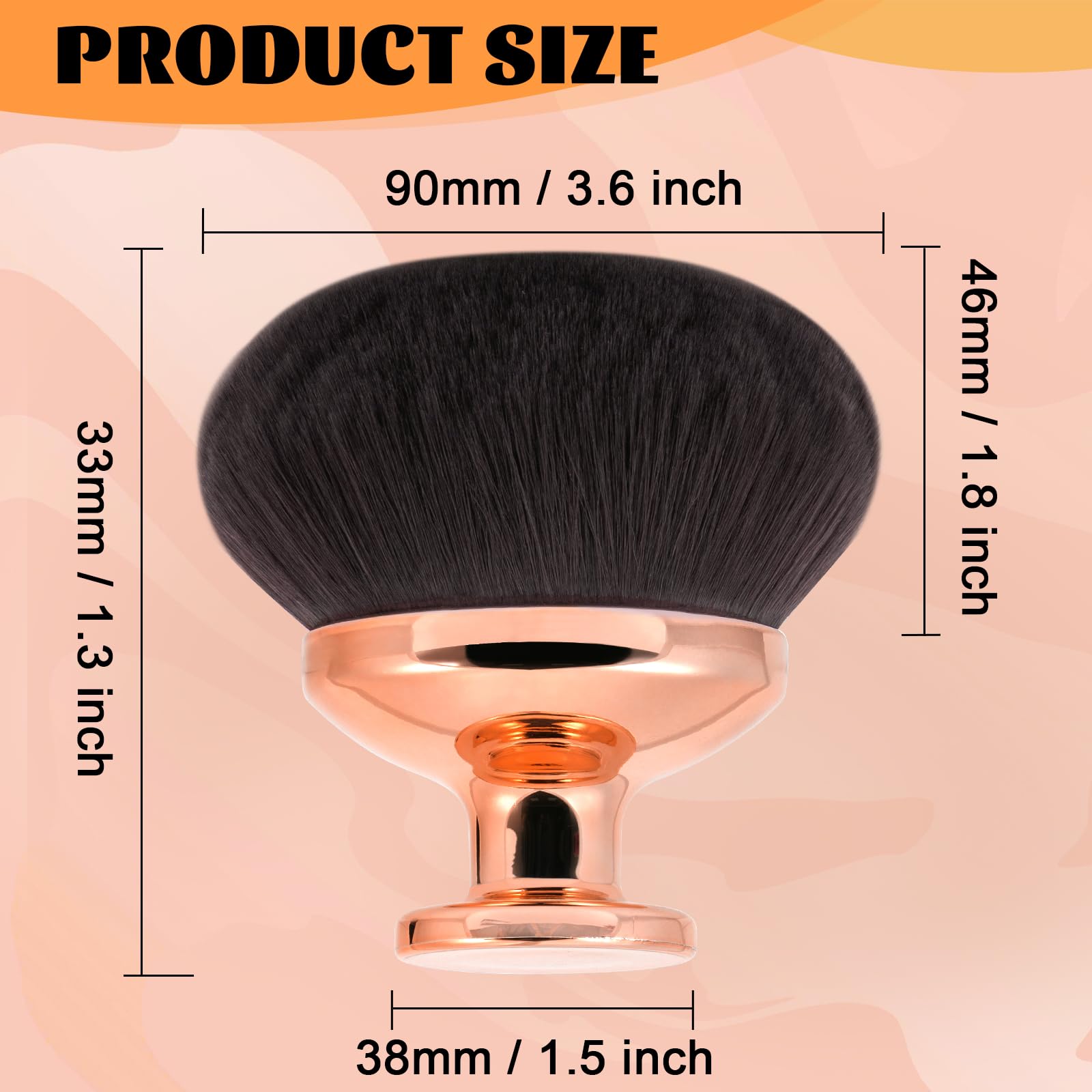 BABYSHEEP Blend & Blur - Brocha de maquillaje corporal para autobronceador de piernas y bronceador, brocha kabuki de 90 mm de ancho con cabeza redonda y bolsa de cordón