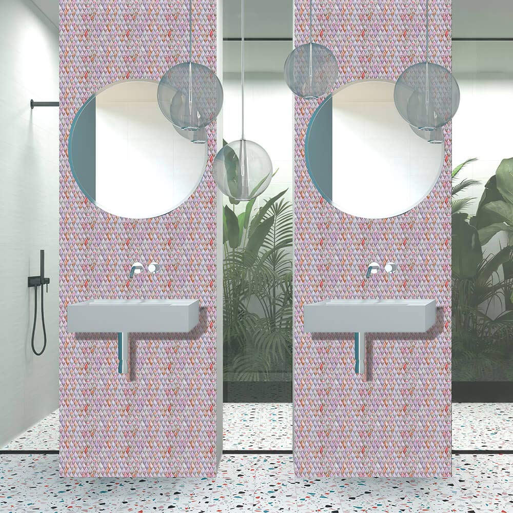 LMYSXAOZ Tile Stickers Pink Mosaic Stick On Tiles,Self Adhesive Wall Tiles for Kitchen Bathroom,Vinyl Peel and Tiles,Stick Waterproof Oilproof 10 PC(10x10cm)