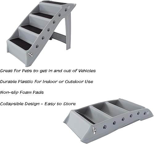 Miniatura 7 de Escaleras para mascotas, rampa segura y duradera para interiores o exteriores con diseño de 4 escalones, colección de escaleras para gatos o perros