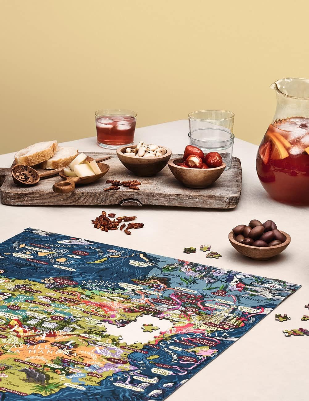 Spain Wine Puzzle - Hand-Drawn Jigsaw 1000 Piece Puzzle for Adults - Spanish Wines & Geography