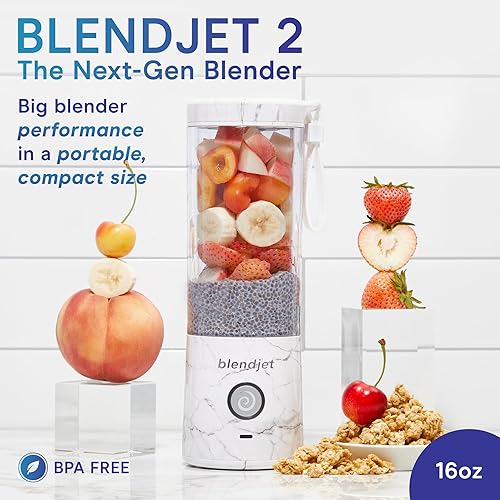 Miniatura 2 de BlendJet - Batidora portátil para licuado de frutas y licuados, recargable por USB-C y autolimpiable, mini batidora de viaje silenciosa con cuchilla