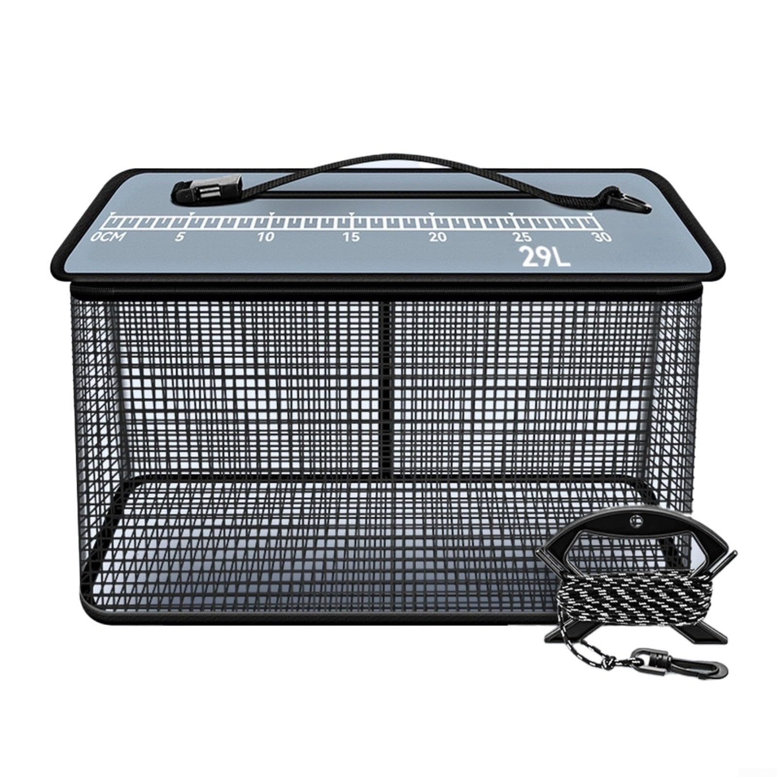 Cestino da pesca portatile ad asciugatura rapida con filo in nylon da 5 m, secchio galleggiante Keepalive Sea Rock Shore per kayak e pesca in barca, 45 x 26 x 26 cm
