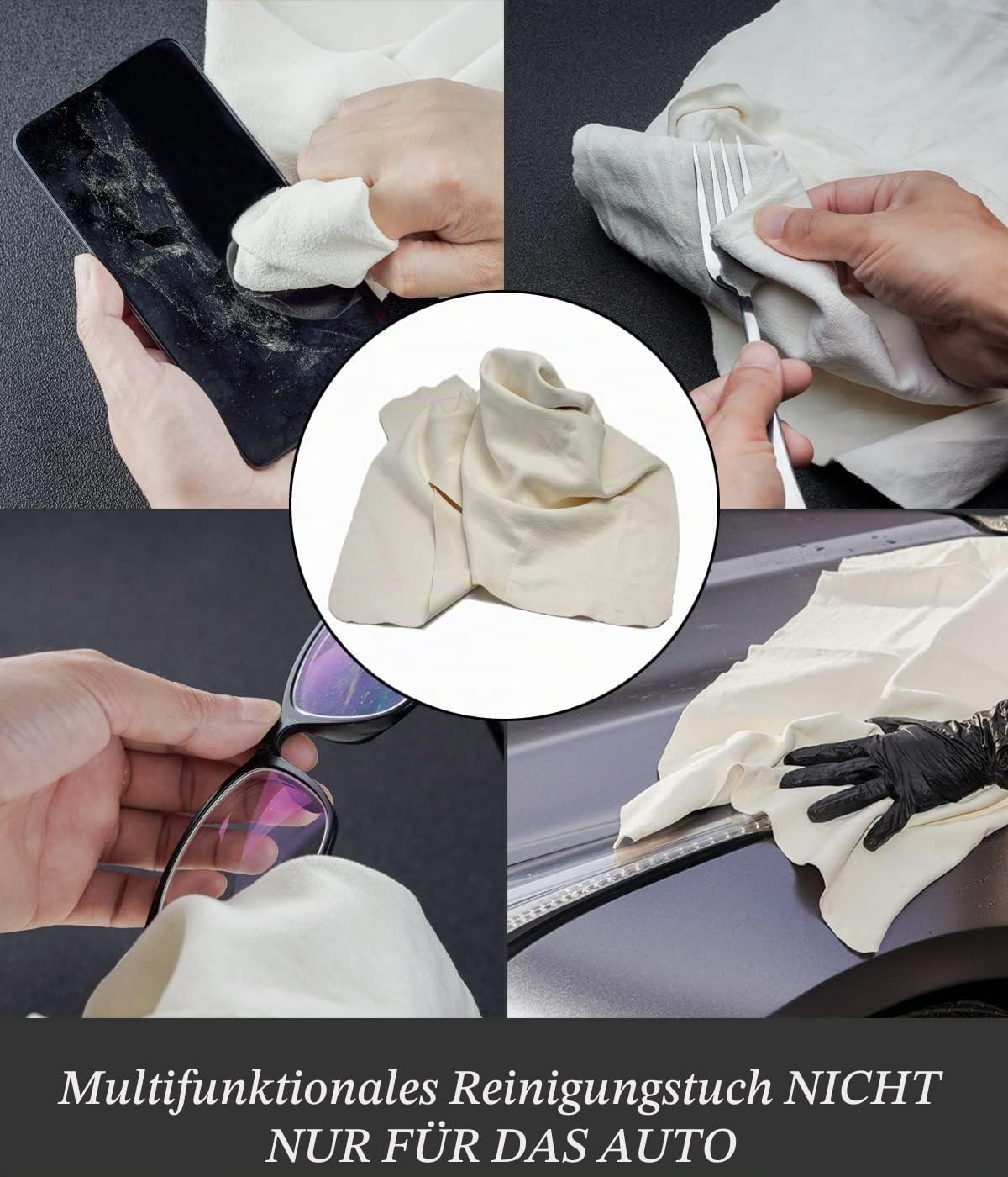 Fensterleder für Autos, 60 x 40 cm, extra dickes Shammy-Tuch zum Trocknen von Autos und Fensterreinigung, natürliches weiches Lederhandtuch, super saugfähig und wiederverwendbar für Auto-Detaillierung