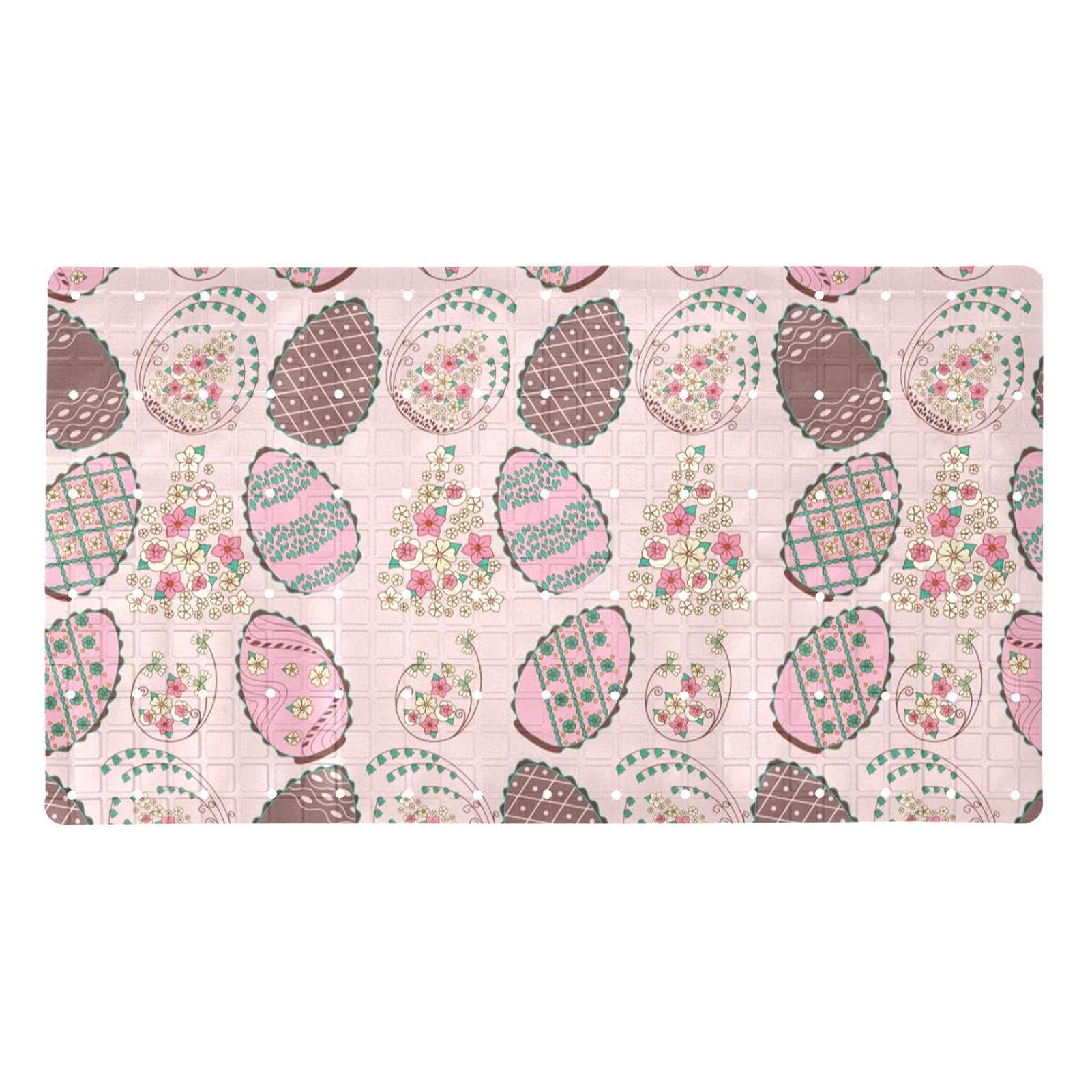 Tapis de baignoire antidérapant 40 x 70 cm rose à ventouses pour douche sécurisée