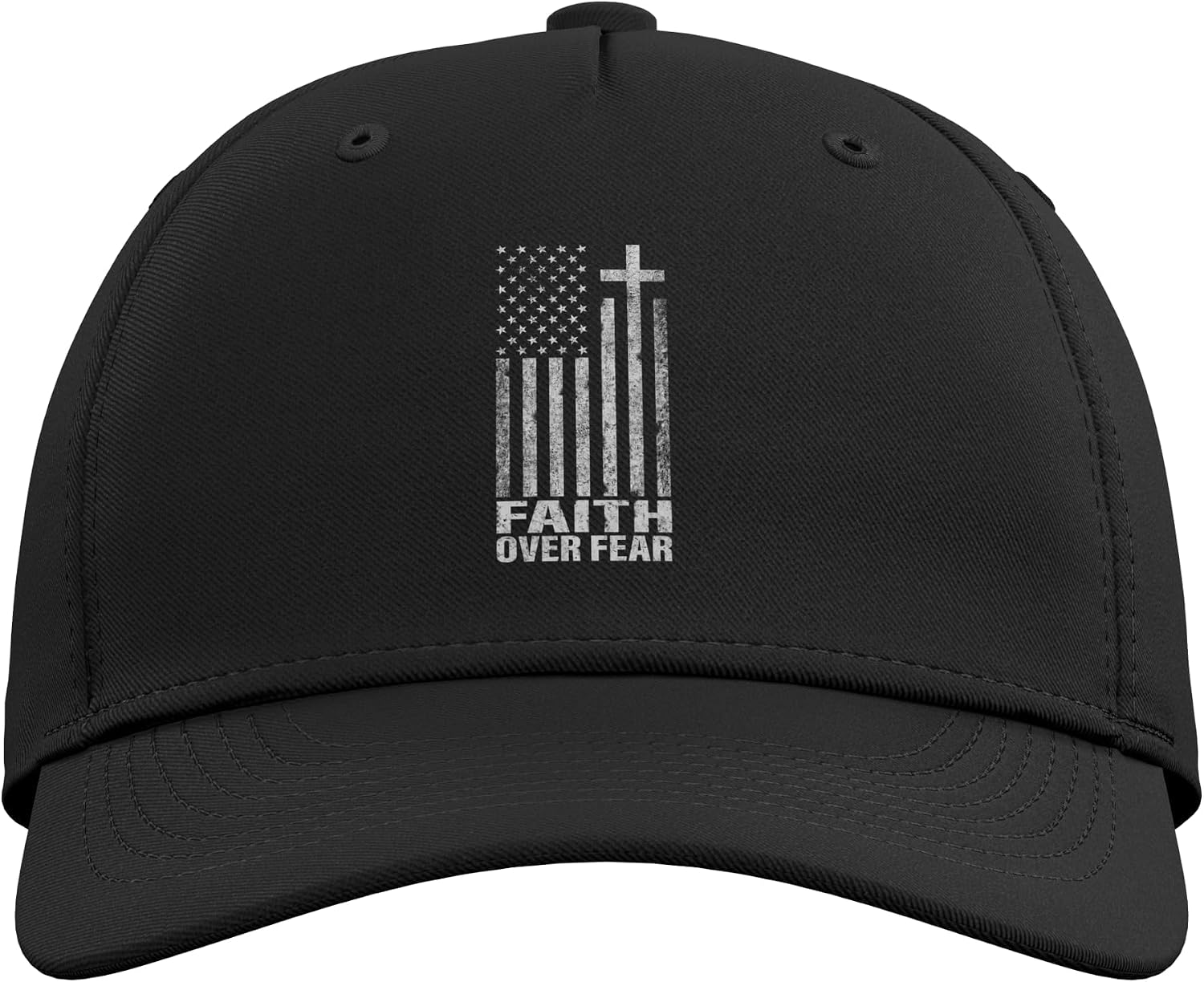 Faith Over Fear Cool Christian Flag Cross for Men Women Kids Adjustable Baseball Hat image 2