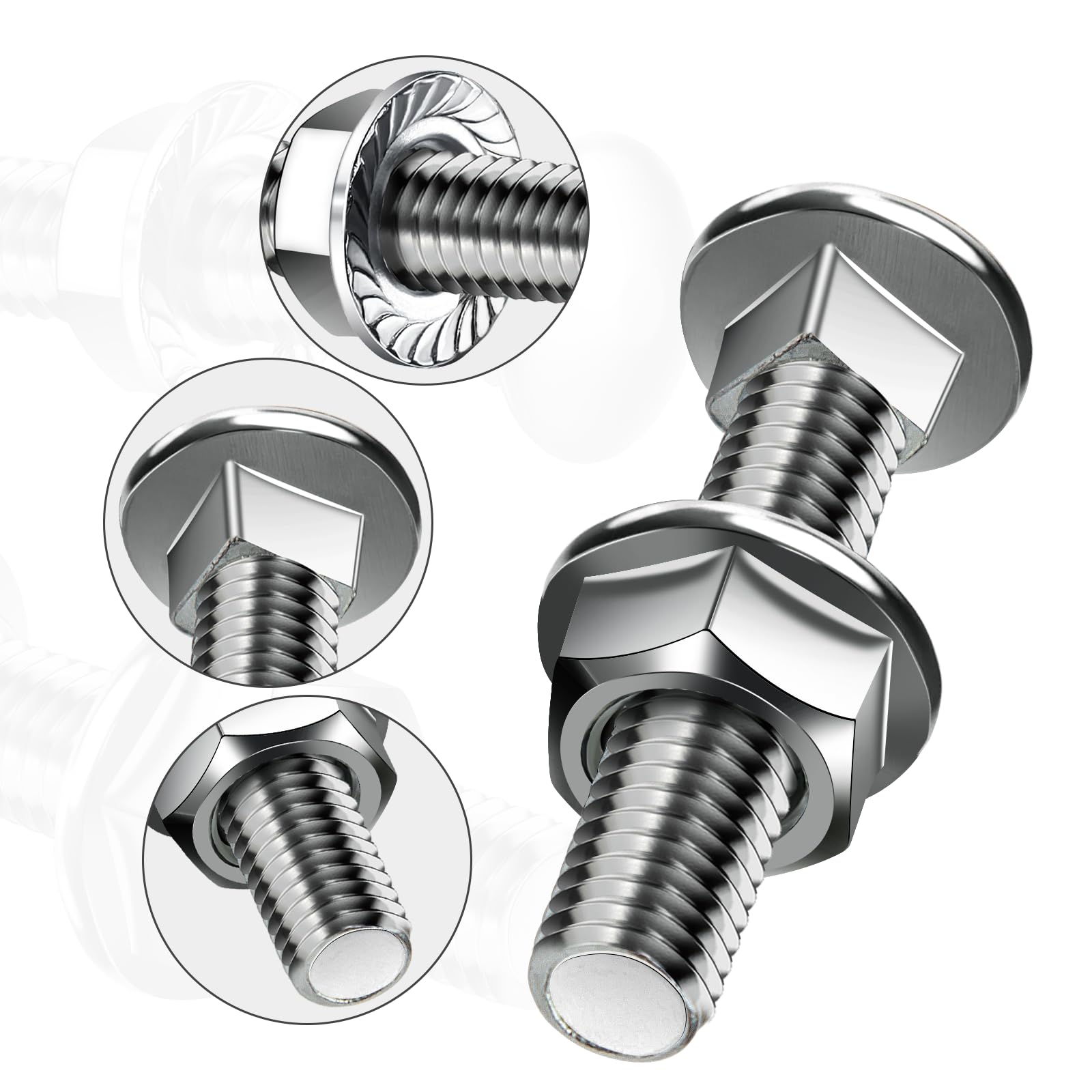 SWTYExt M5 Coach Bolts 25 Pcs Carriage Bolts M5x40mm Coach Bolt with Flange Hexagon Nuts DIN 6923 for Construction Industrial Machinery Home Decoration - Image 2