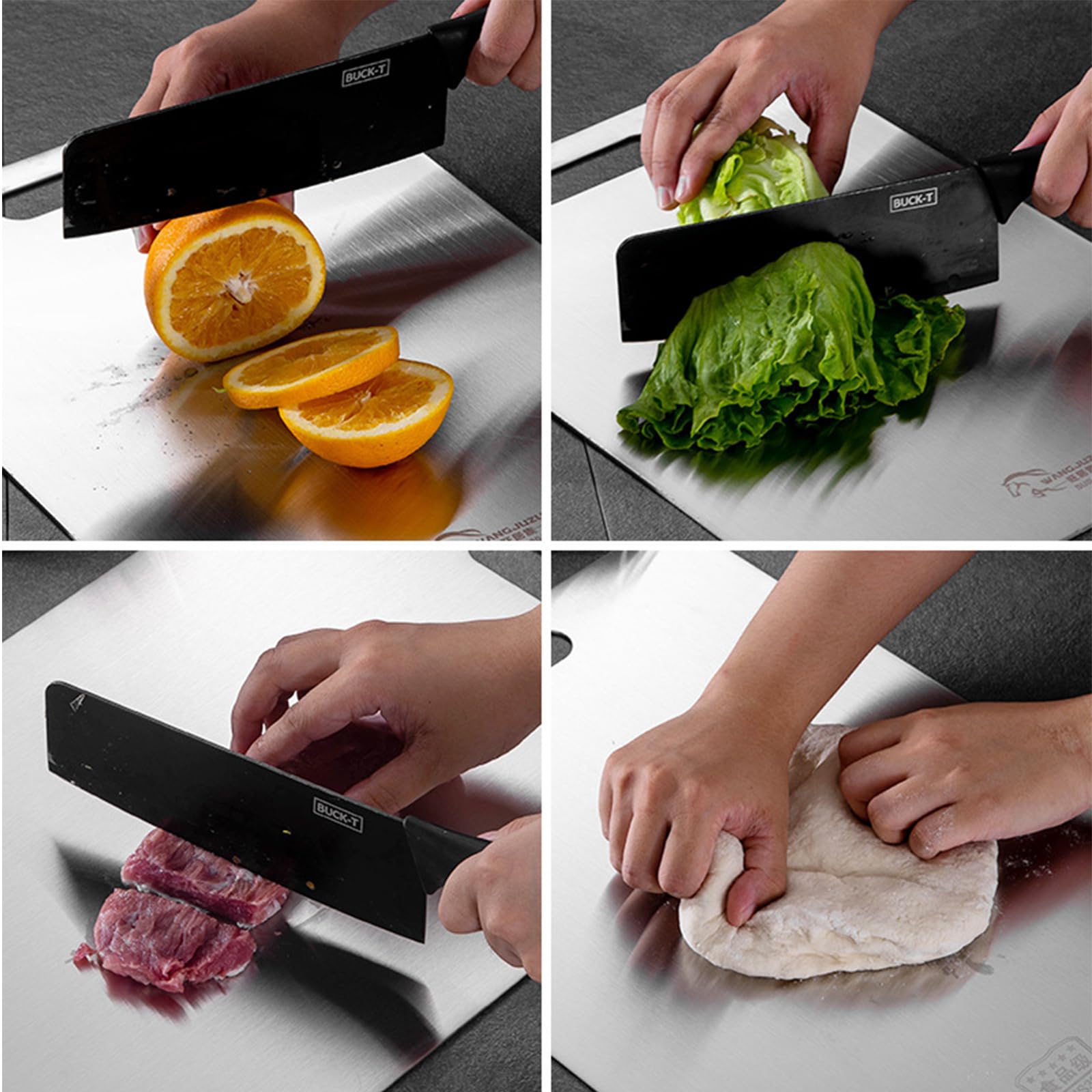 Schneidebrett, Titanium Cutting Board, Schneidbrett aus Edelstahl für Küche, Doppelseitiges Lebensmittel Grade Schneidebrett, Küchenbrett für Küche Obst/Gemüse/Fleisch (60x49cm)