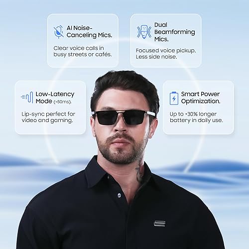 Miniatura 4 de LIMU Gafas inteligentes Gen 5, gafas AI con intérprete de IA en tiempo real – Gafas Bluetooth de oreja abierta con altavoces, construcción de