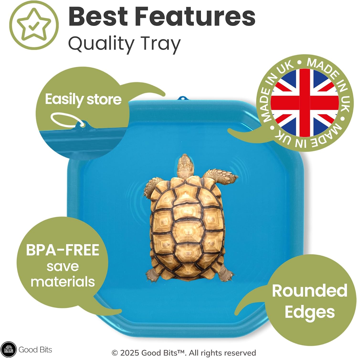 Reptile Tray (28"x28") Bathing Pool basking Platform for Aquatic Turtle Bearded Dragon Lizard Gecko Frog, Plastic Outdoor Water Shallow Bowl Blue Medium