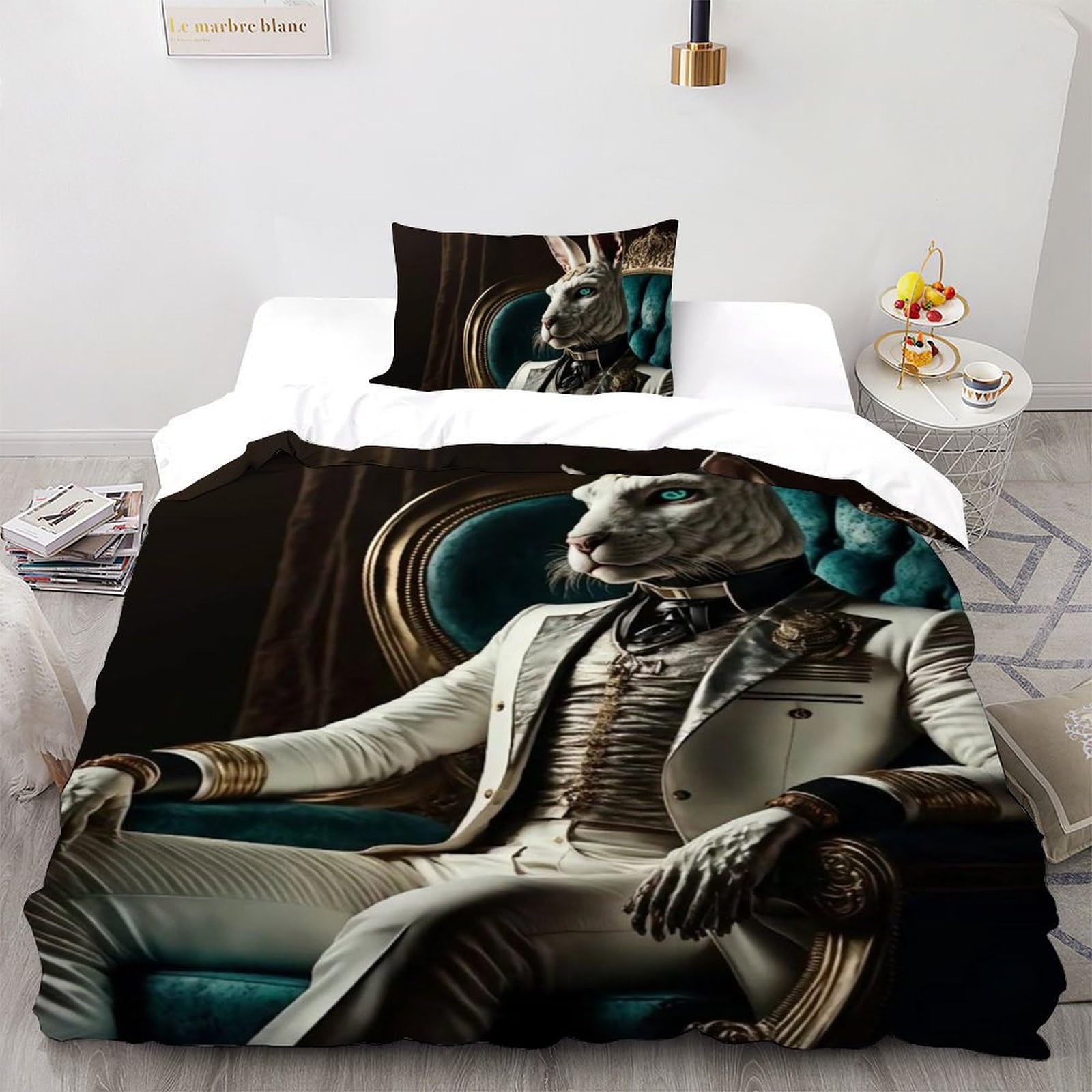 Housse de couette single animaux imprimé 3D en microfibre pour décorer une chambre de garçon
