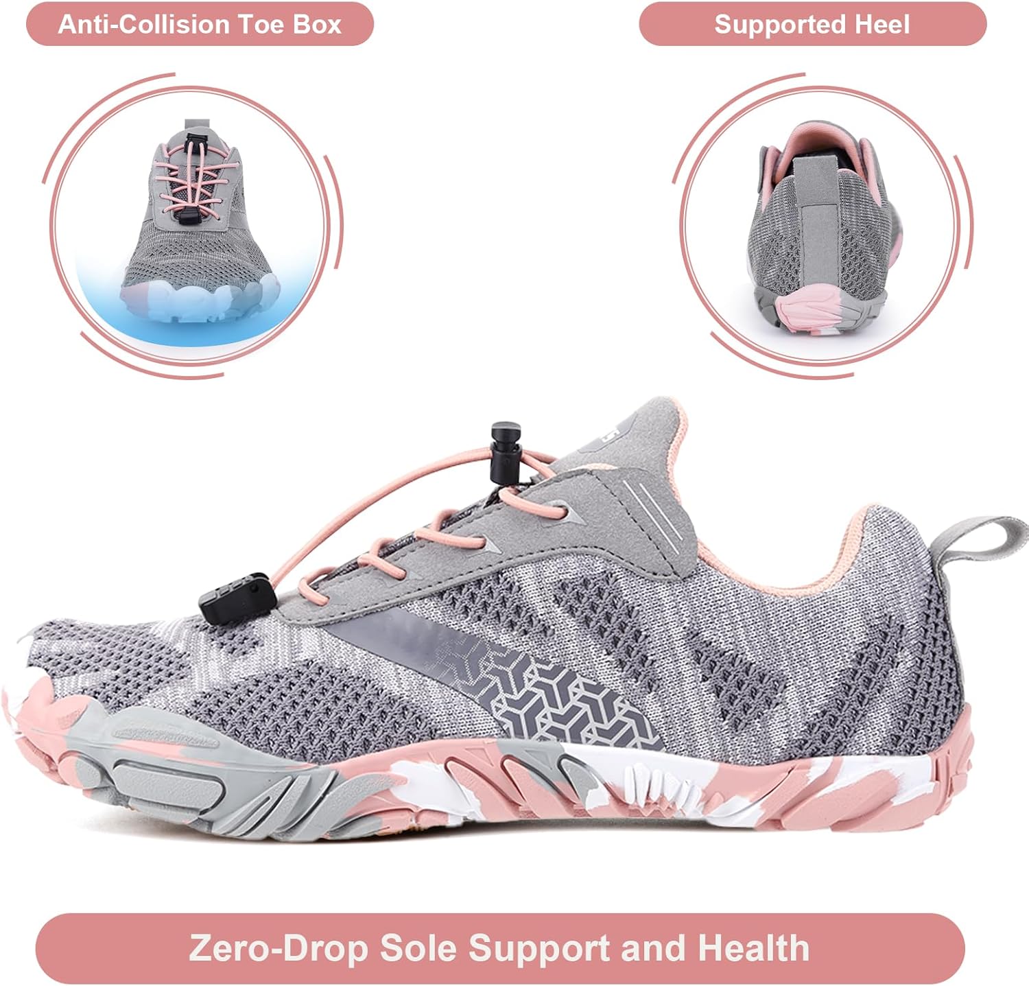 Hike Barefoot Shoes Women Men Non-Slip Healthy Barefoot Shoes Womens Mens Breathable Fashion Trail Rnning Hiking Shoe Womens Mens Wide Toe Zero Drop Shoe - Image 3
