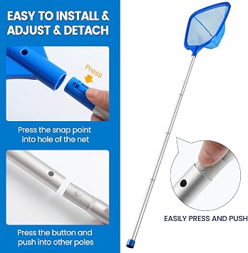 Tavaleu Pool Skimmer Net Deep Pool Leaf Net with Reinforced Frame Large Capacity Rake for Cleaning, Debris Pickup Removal