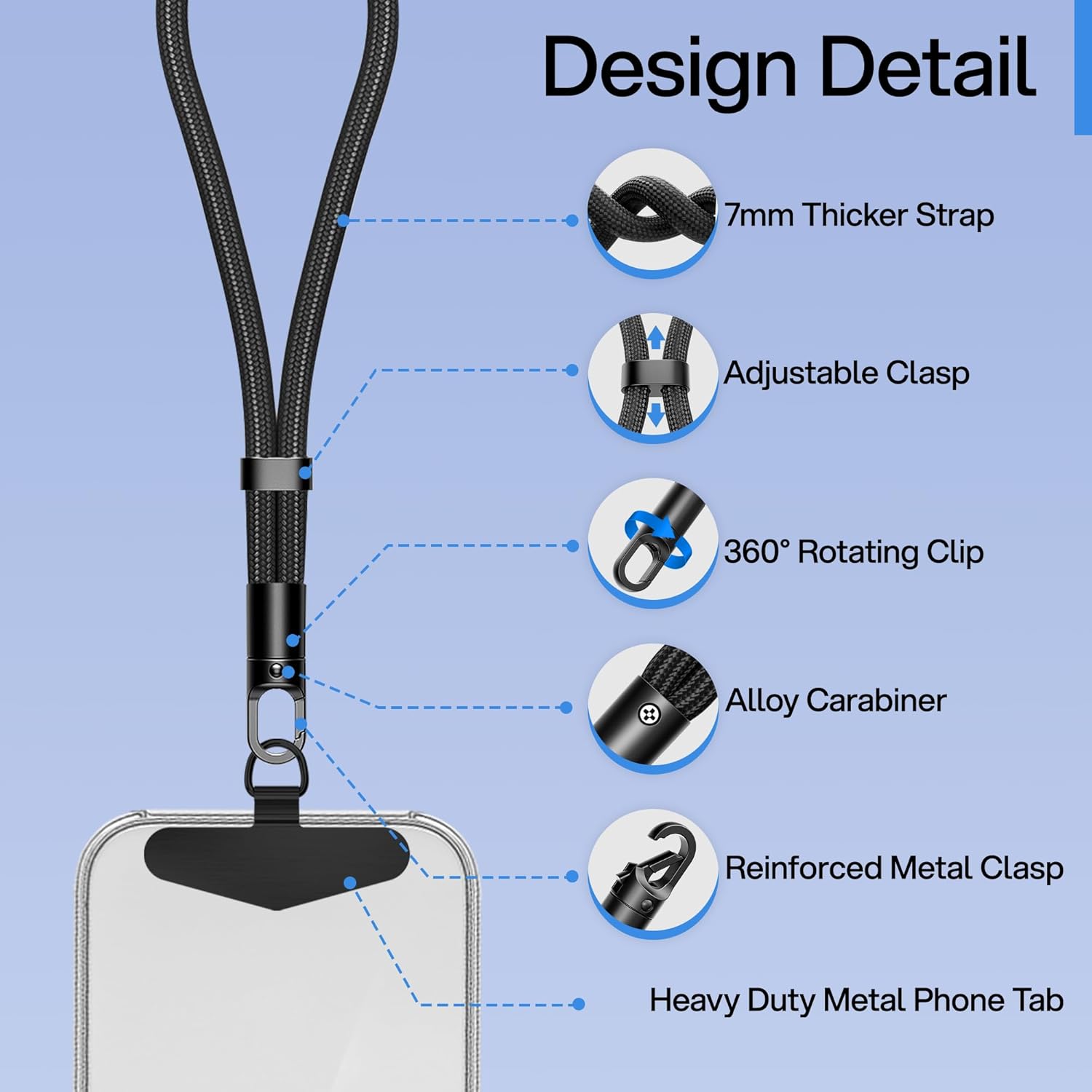 Kaptron Adjustable Phone Wrist Strap - Universal Cell Phone Lanyard Wrist Strap with Lanyard Patches - Image 8