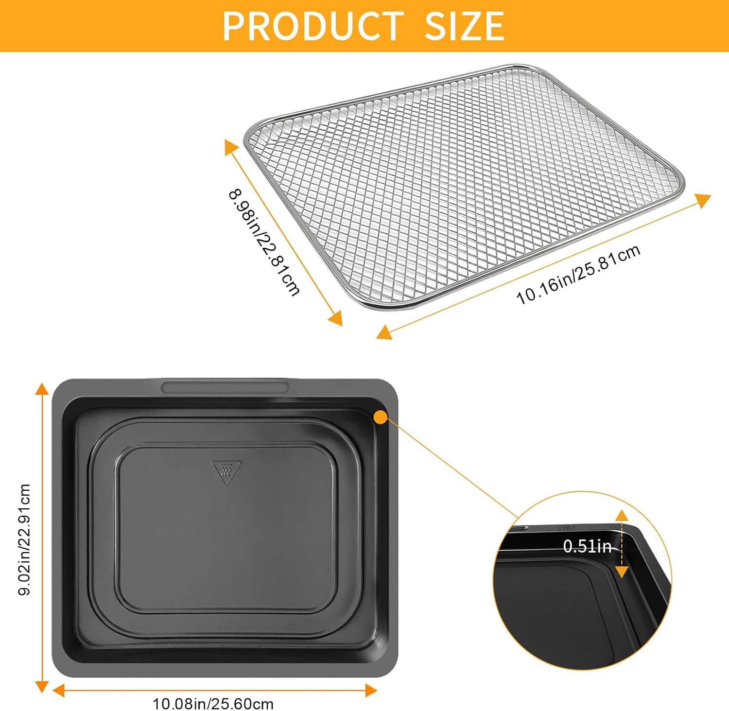 4 Pieces Set Air Fryer Tray Basket for Instant Vortex Plus10 Quart, 10.2×9'' Food Grade Replacement Parts Rack Grill Pan Crisper Plate for Innsky CROWNFUL 10.6Qt Air Fryer Oven, Dishwasher Safe