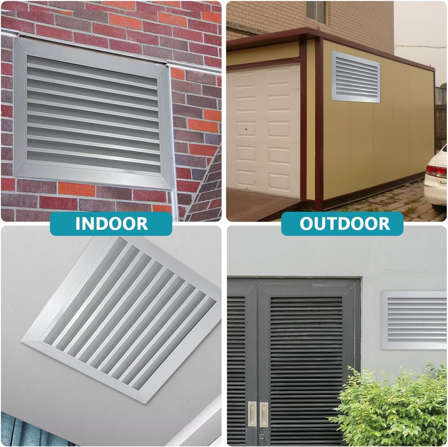 Door Louver Vent Two Sided, Door Vents for Interior Doors, Aluminum Door Air Vent Grille, Metal Louvered Door Vent, Through Door Vent for Bathroom Cabinet (16 * 10in)