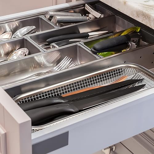 Miniatura 7 de DOITOOL Estante de secado de utensilios de acero inoxidable, multiusos, para encimera de cocina, cesta de cubiertos apta para lavavajillas, para