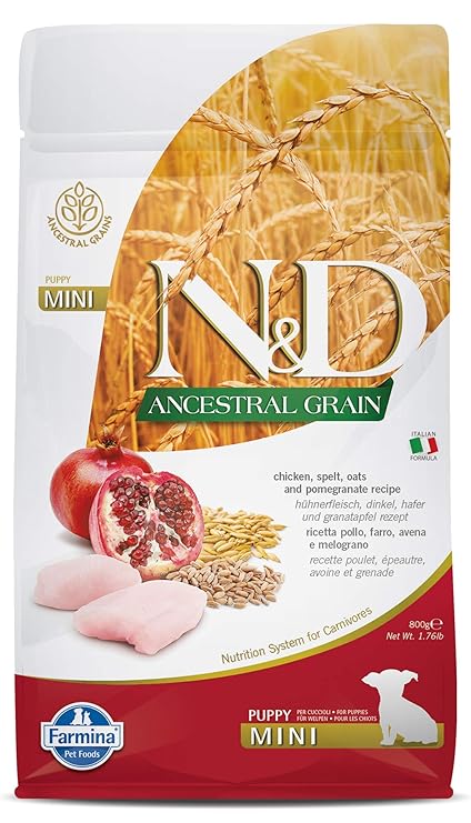 Farmina N D Ancestral Grain Dry Dog Food Puppy Mini Breed 0 8 Kg Chicken And Pomegranate Amazon In Pet Supplies