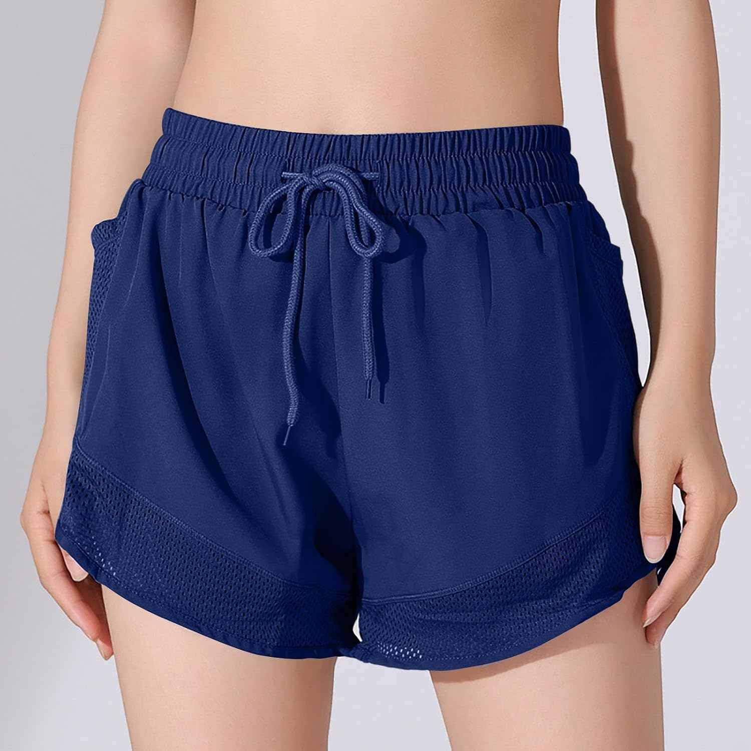 Women's 5" Athletic Running Shorts Drawstring High Waist Quick Dry Lightweight Workout Gym Track Shorts with Pockets