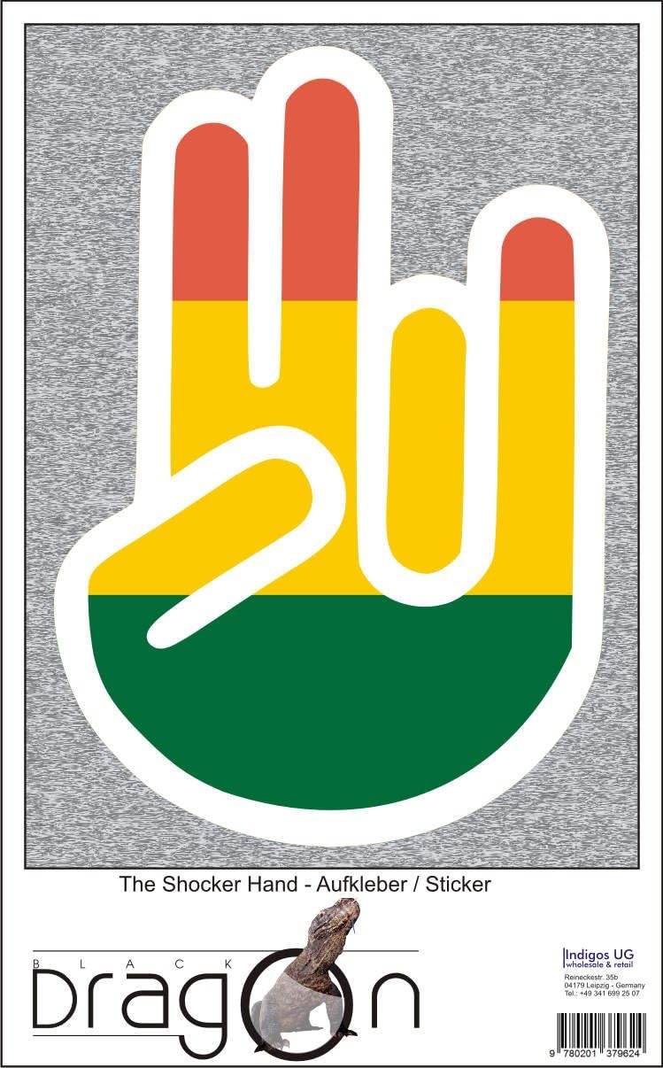 The Shocker Hand Decal Sticker 15cm nero contorno con bandiera Libia