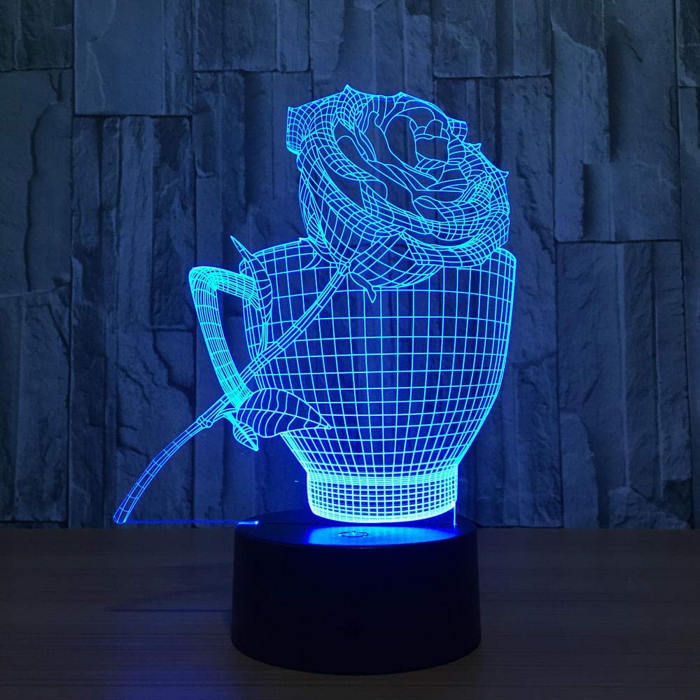 3D Rose Flower Night Light RGB 7 Color Change Led 3D Table Lamp Lapara Baby Sleeping Lamp for Child Kids Gifts