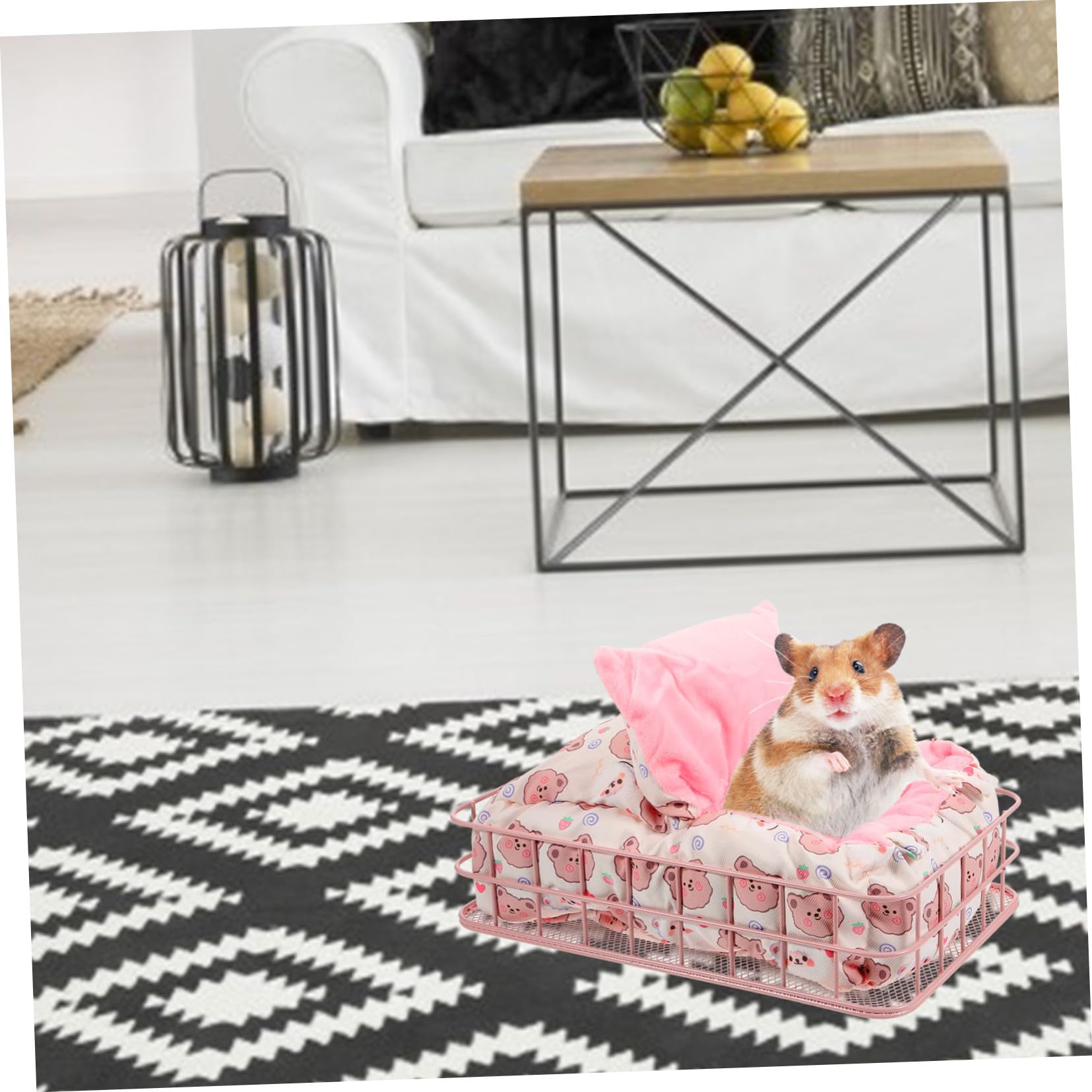 VICASKY Letto per Criceti in Ferro Rosa, 2 Pezzi, Stile Decorativo | Cincillà e Furetto, Uso Quotidiano, Pratico e Resistente All’usura, Imbottitura in Cotone