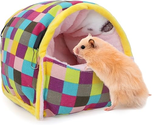 Miniatura 4 de Wontee Hamster Bed Hideout Sugar Glider Hamaca para animales pequeños, casa de cama cálida para hámsters, erizos, planeadores de azúcar, jerbos