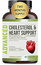 Heart Health Cholesterol Supplements - Cholesterol Health & Heart Support with Plant Sterols, Niacin & Garlic Powder.Vitamins Pills for Healthy Cholesterol and Healthy Heart.Two Months Supply.