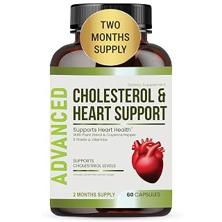 Heart Health & Cholesterol Supplements - Cholesterol Health & Heart Support with Plant Sterols, Niacin & Garlic Powder.Vitamins Pills for Healthy Cholesterol and Healthy Heart.Two Months Supply. - Amazon product rated Grade B